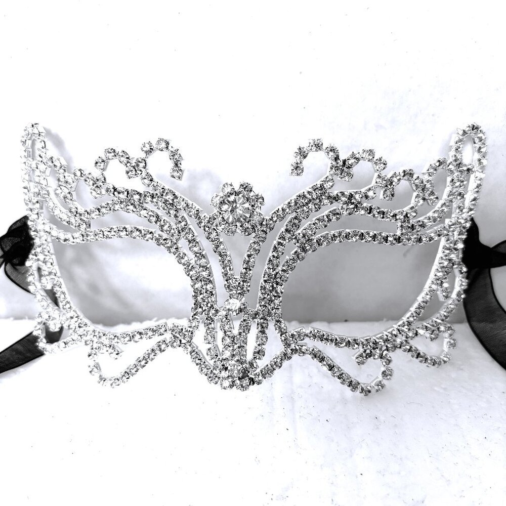 Rhinestone Jeweled Metal Harlequin Facemask NWT NOS